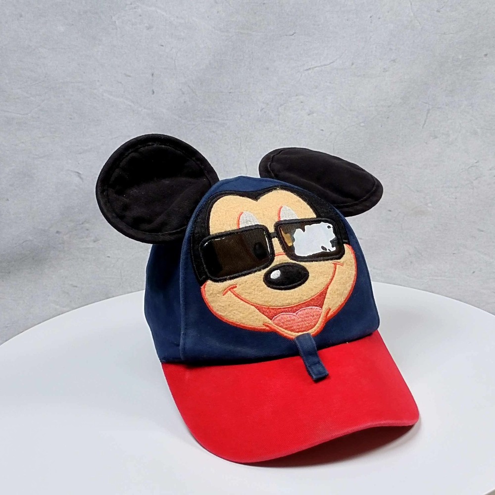 Disney Parks‎ Kids Youth Mickey Mouse Baseball Cap With Ears Sunglasses Blue Red